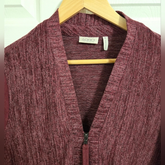 Logo Women's Burgundy Pink Sweater Zip Front Lightweight Pockets Size Medium - Picture 4 of 8